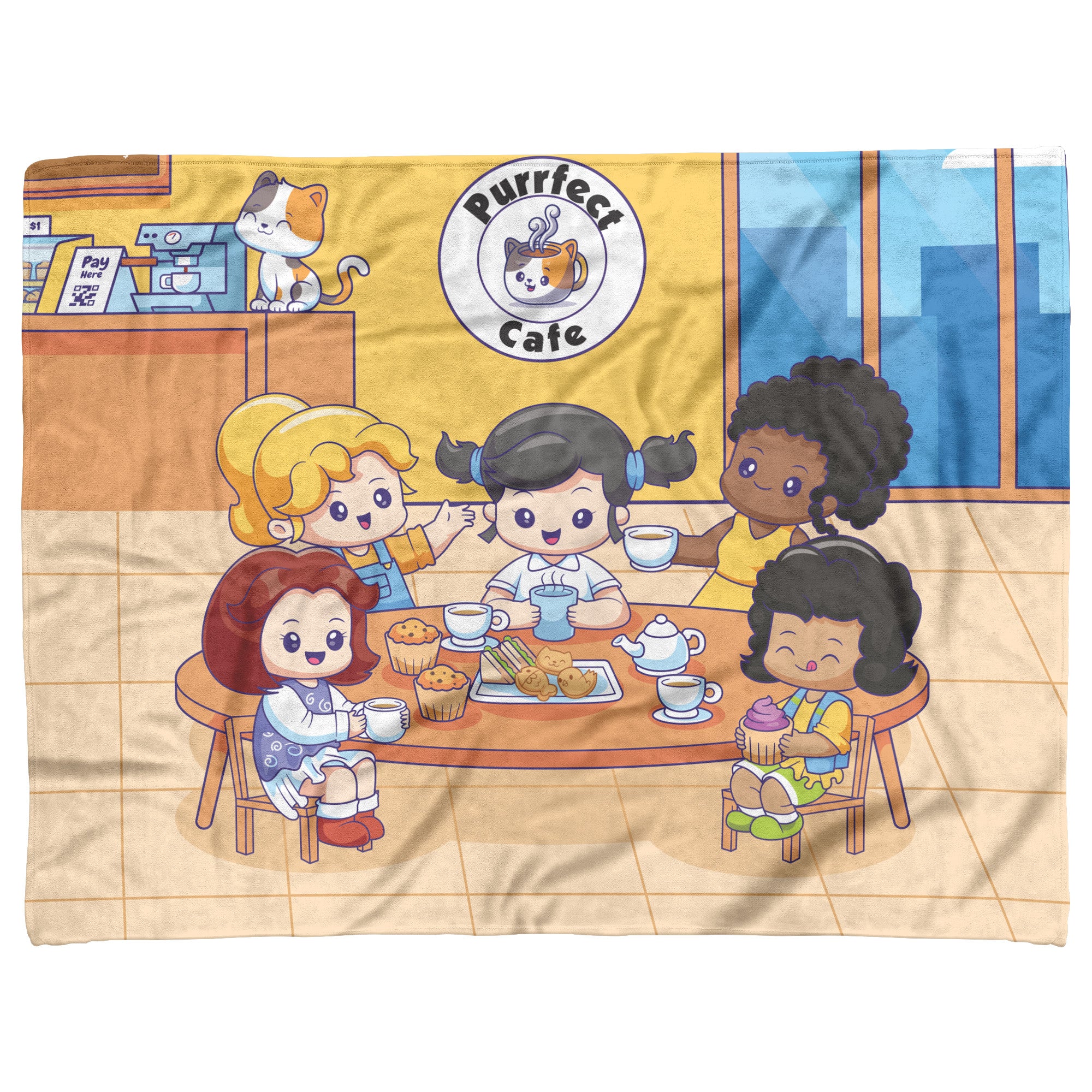 Purrfect Cafe Fleece Baby Blanket