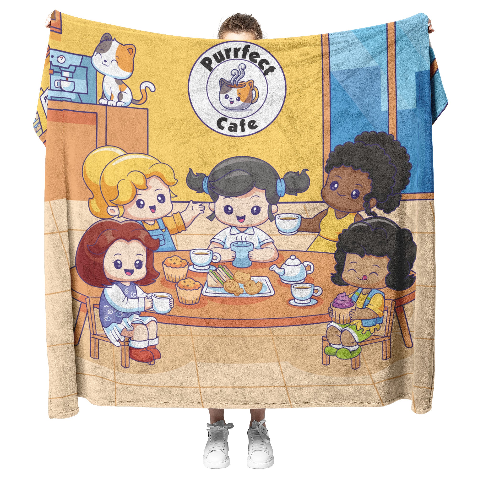 Purrfect Cafe Fleece Baby Blanket